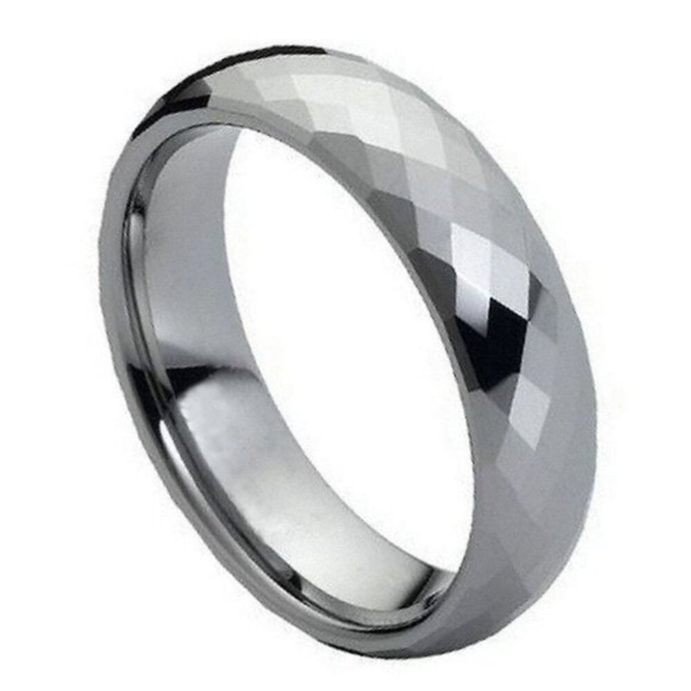 6mm Tungsten faceted domed Wedding Band Ring unisex men women